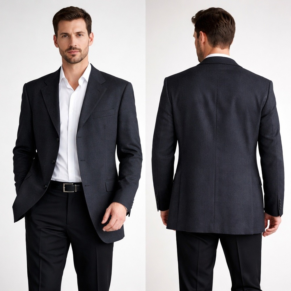 Pal Zileri Pull Mens 44R Blazer IT 54 Wool Blend 3 Button Sport Coat Black Italy